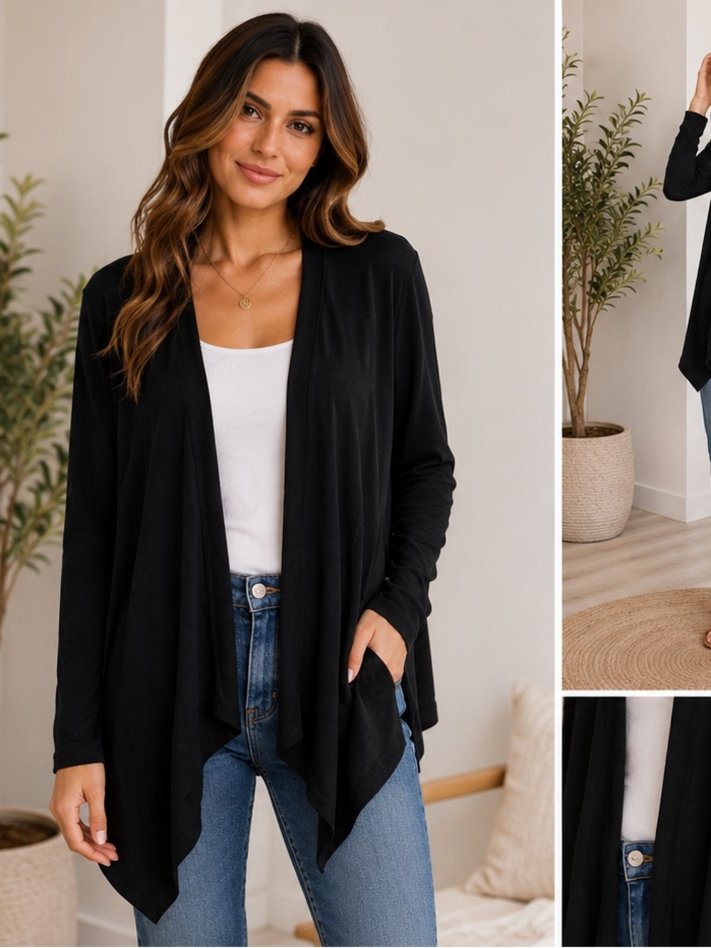 Live 2 Lounge Black Open Front Cardigan – Size Large 🖤